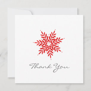 Red Watercolor Snowflake Thank You Card