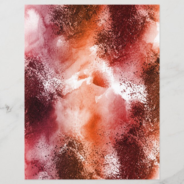 Red watercolor stains soft pastel scrapbook paper (Front)