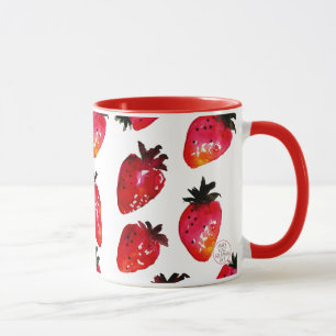 Red Watercolor Strawberries Elegant Personalised Mug