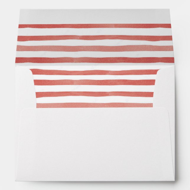 Red Watercolor Stripe Pirate Themed Envelope (Back (Bottom))