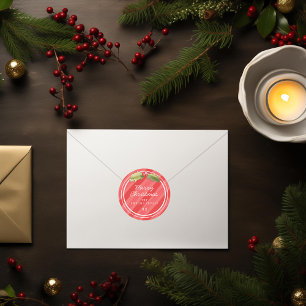 Red Watercolor Stripes Christmas Gift Stickers