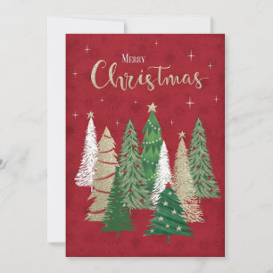 Red Watercolor Tree Christmas Party Invitation