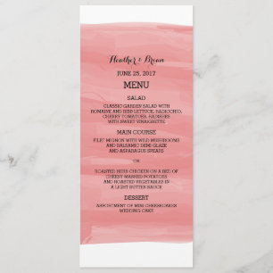 Red Watercolor Wedding Menu