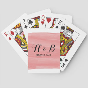 Red Watercolor Wedding Playing Cards