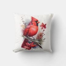 Red Watercolor Winter Cardinal