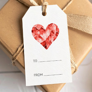 Red watercolour heart gift tags