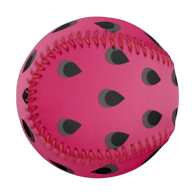 Red watermelon chunk with seeds baseball (Front Left)
