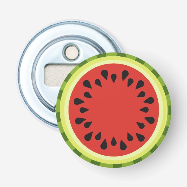 Red Watermelon Slice Button Bottle Opener (Front)