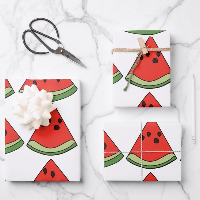 Red Watermelon Slices  Wrapping Paper Sheet (Front)