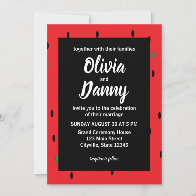 Red Watermelon Summer Wedding Invitation (Front)