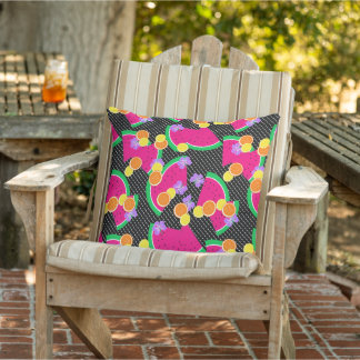 Red Watermelon Yellow Lemons Tropical Cushion