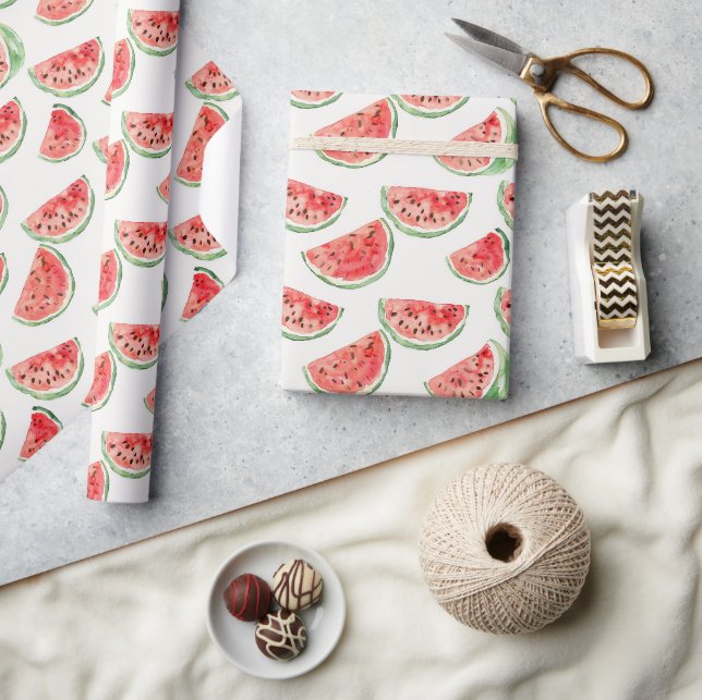 Red Watermelons Fruit Birthday Wrapping Paper (Crafts)