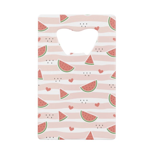 Red Watermelons, Hearts, Stripes, Summer Pattern (Front)