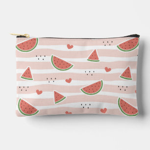 Red Watermelons, Hearts, Stripes, Summer Pattern Accessory Pouch