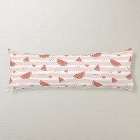Red Watermelons, Hearts, Stripes, Summer Pattern