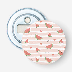 Red Watermelons, Hearts, Stripes, Summer Pattern Bottle Opener