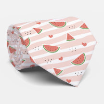 Red Watermelons, Hearts, Stripes, Summer Pattern