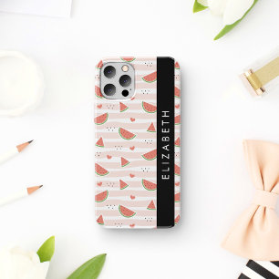 Red Watermelons, Hearts, Stripes, Your Name iPhone 16 Case