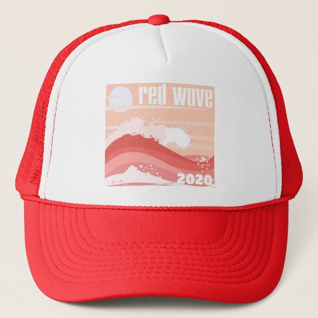 RED WAVE 2020 - CONSERVATIVE/TRUMP/MAGA/KAG TRUCKER HAT (Front)