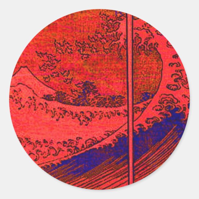 red wave classic round sticker (Front)