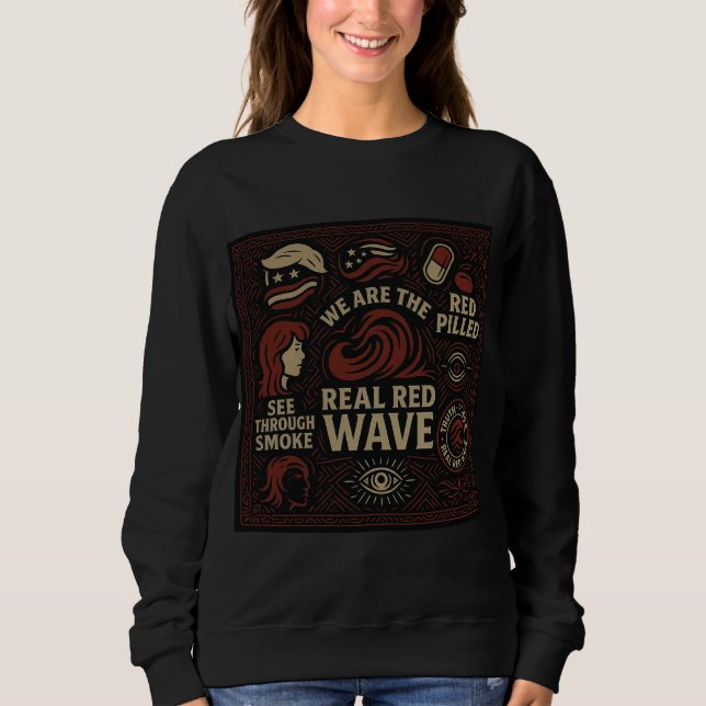 Red Wave collage crew neck Sweatshirt (Front)