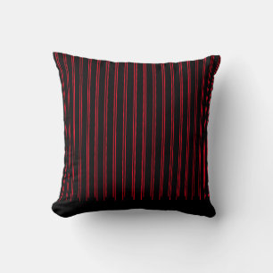 Red Waves Stripes Lines Patterns Black Stylish Cushion
