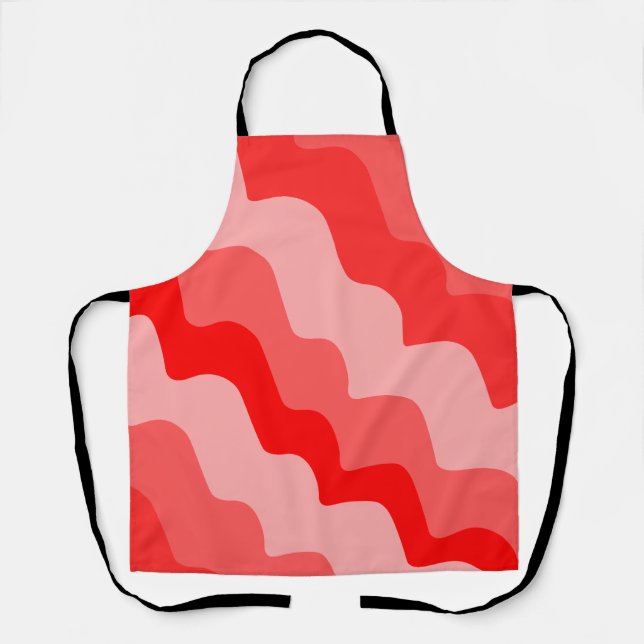 Red wavy ocean waves gradient  apron (Front)