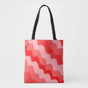 Red wavy ocean waves gradient  tote bag