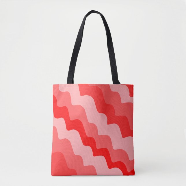 Red wavy ocean waves gradient  tote bag (Front)