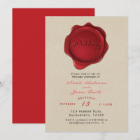 Red Wax Seal Elegant Kraft Brown Rustic Wedding
