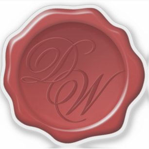 Red Wax Seal Monogram 2 Initials Elegant Script