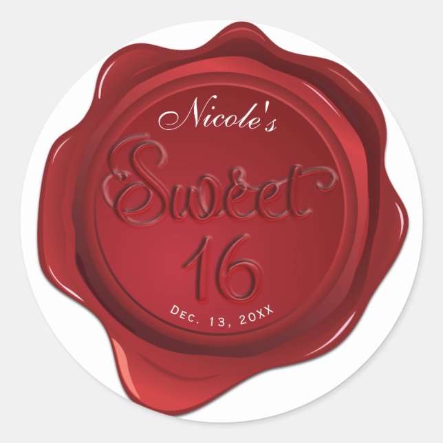 Red Wax Seal Sweet 16 Elegant Formal Party (Front)