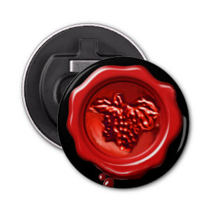 RED WAX SEAL WITH GRAPES  BOTTLE OPENER