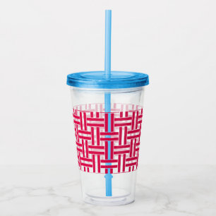 Red Weave Cold Drinks Tumbler with Straw