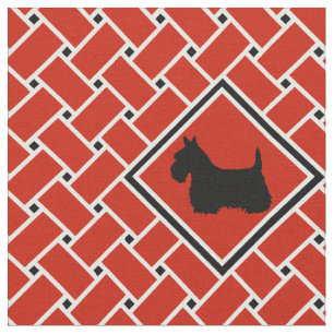 Red weave, diamond, Scottish Terrier, design Fabric