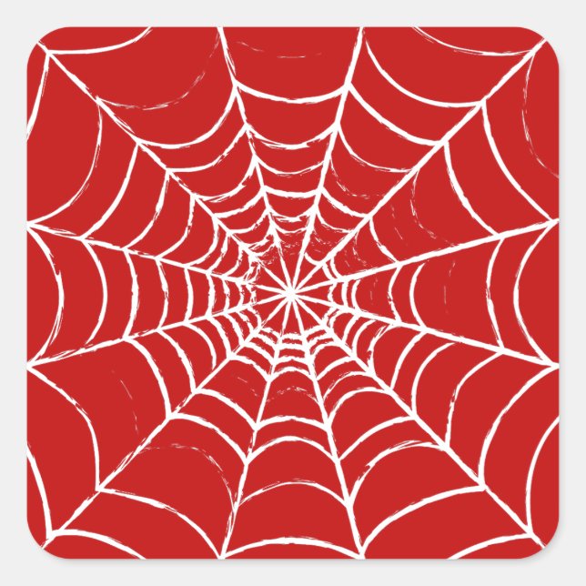 Red Web Square Sticker (Front)