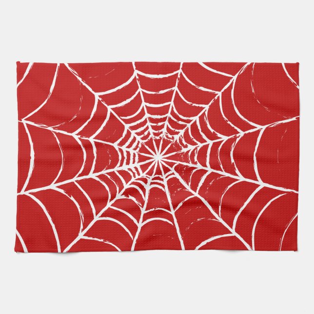 Red Web Tea Towel (Horizontal)