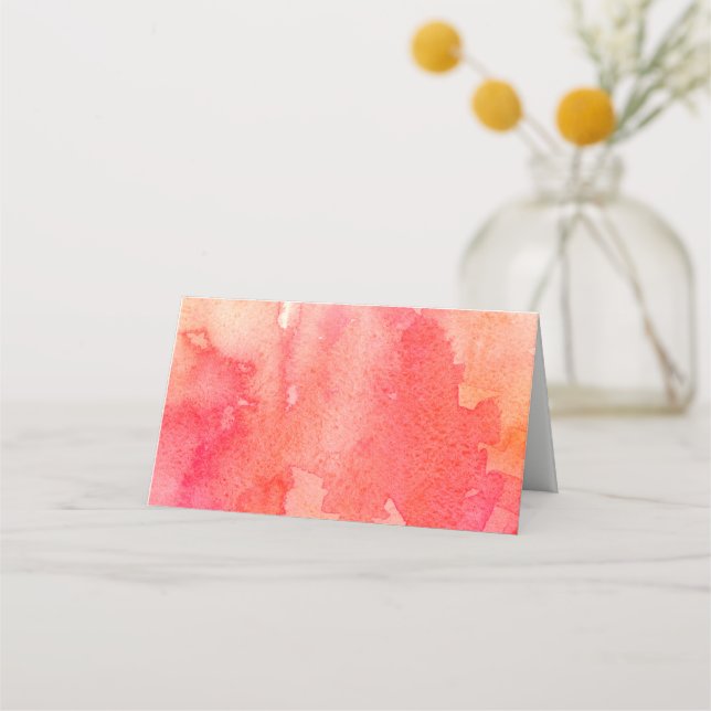 Red wedding. Fall seating card. Watercolor autumn Place Card (Front)