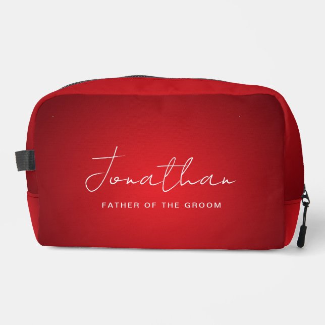 Red Wedding Father of the Groom Custom Dopp Kit (Front)