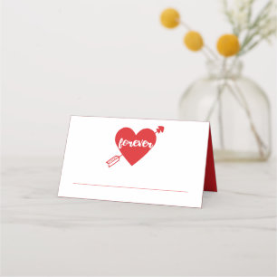 Red Wedding Heart Love Bridal Shower Anniversary Place Card