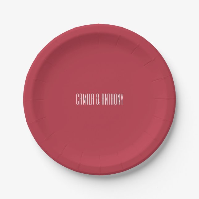Red Wedding Paper Plate (Front)