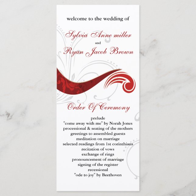 red Wedding program Programme (Front)