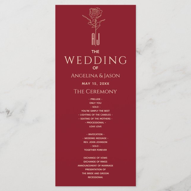 Red Wedding Programme (Front)