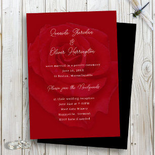 Red Wedding Rose Reception Only Invitation