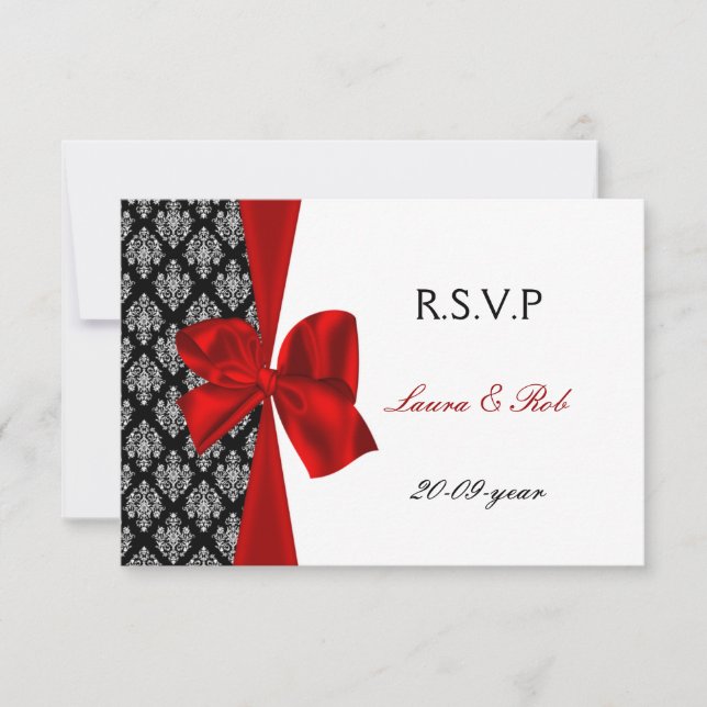 red, wedding rsvp cards standard 3.5 x 5 (Front)