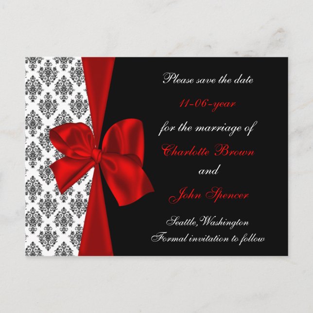 red wedding  save the date announcement (Front)