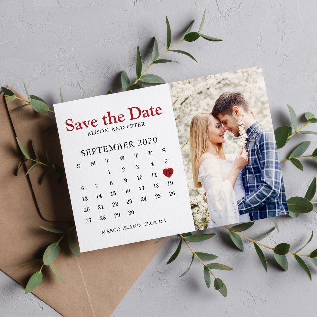 Red Wedding Save the Date Calendar Photo (Creator Uploaded)