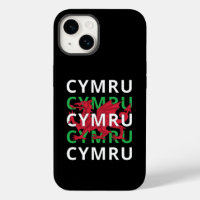Red Welsh Dragon Cymru Repeating Text Wales Roots