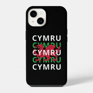 Red Welsh Dragon Cymru Repeating Text Wales Roots iPhone 14 Case