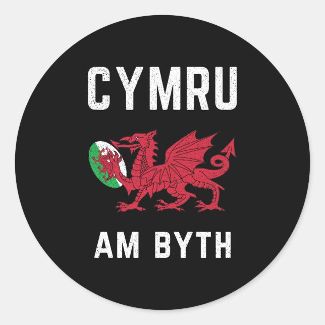 Red Welsh Dragon Cymru Roots Rugby Fan Wales Flag Classic Round Sticker (Front)